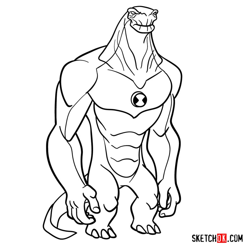 How to draw Humungousaur from Ben 10 Sketchok easy drawing guides