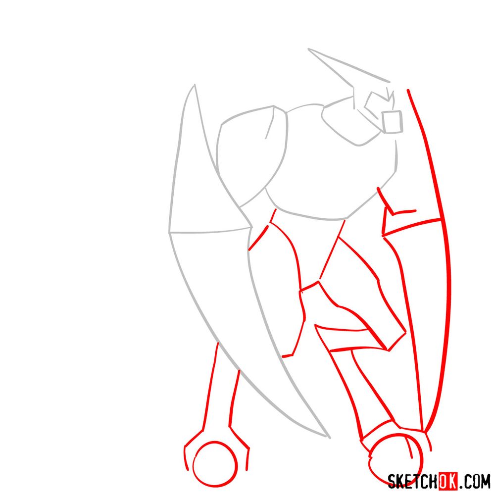 How to draw XLR8 from Ben 10 - step 02