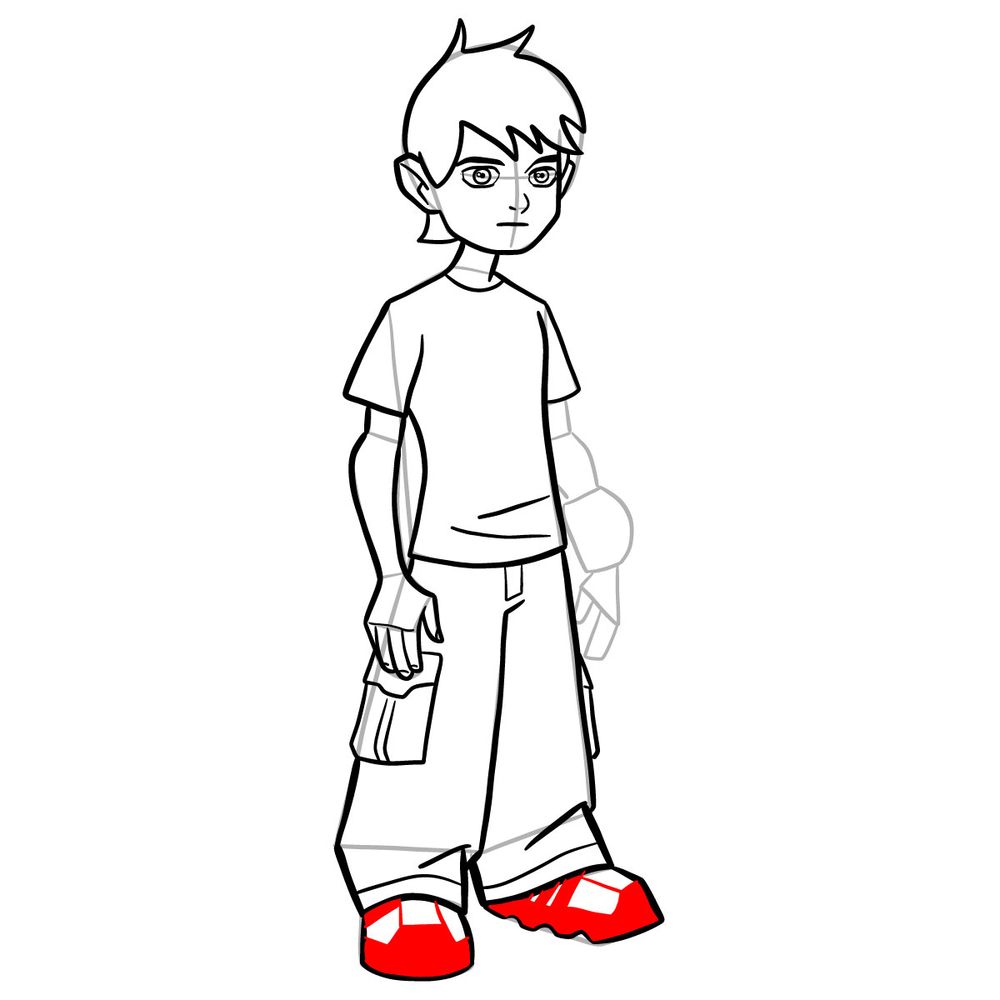 How to draw Ben Ten (classic version) - step 23