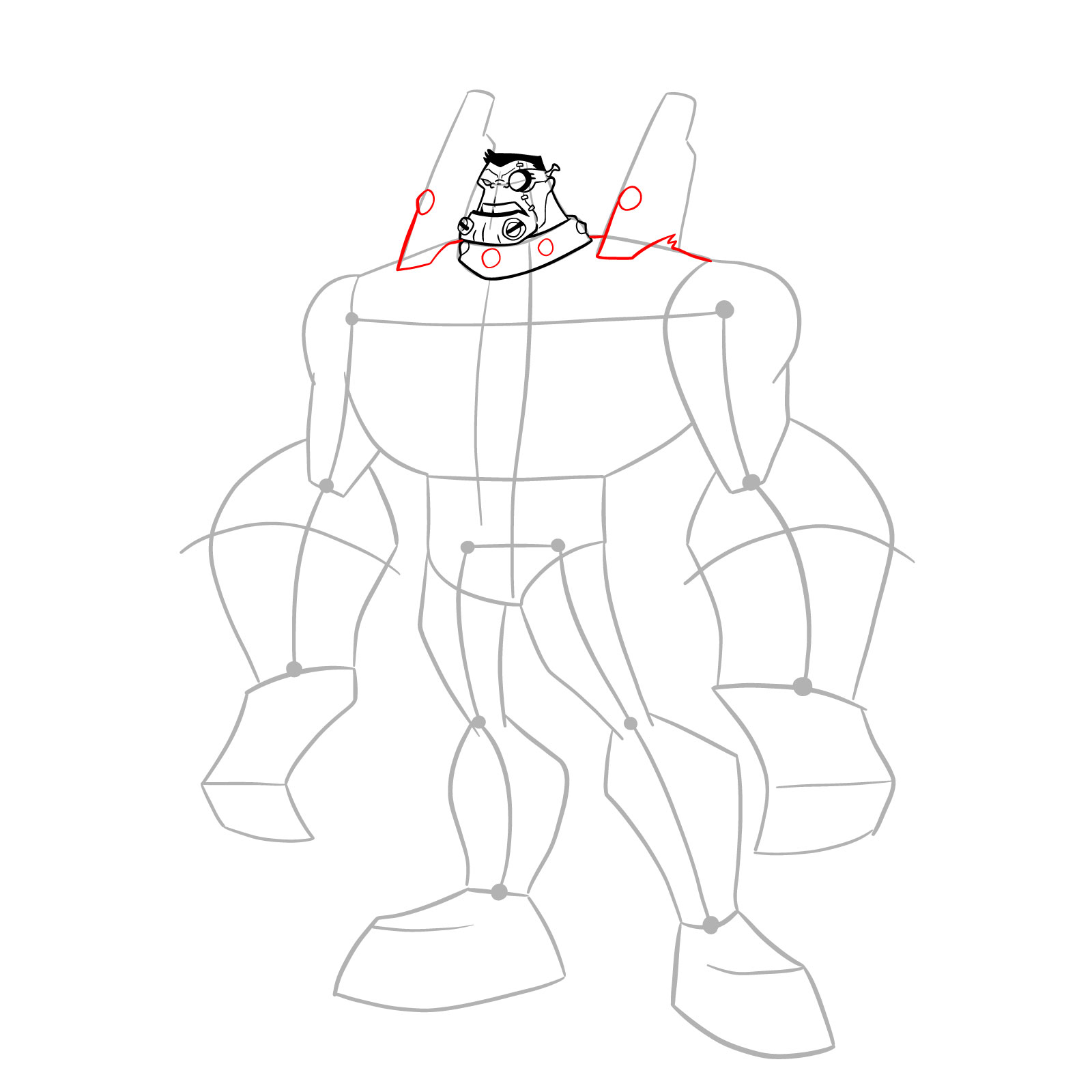 How to draw Dr. Viktor (Classic Omniverse) - step 14