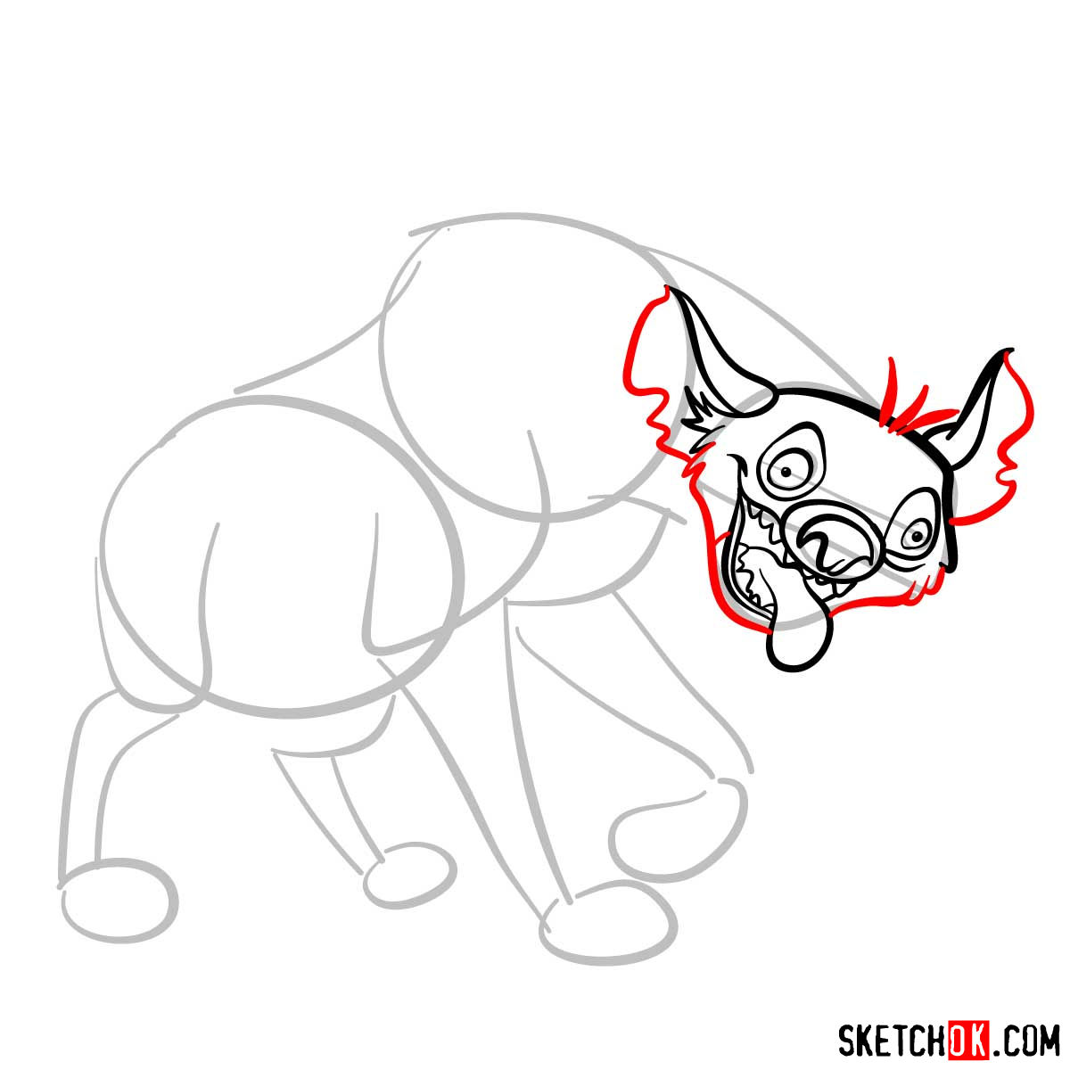 How to draw hyena Ed | Lion King - step 06