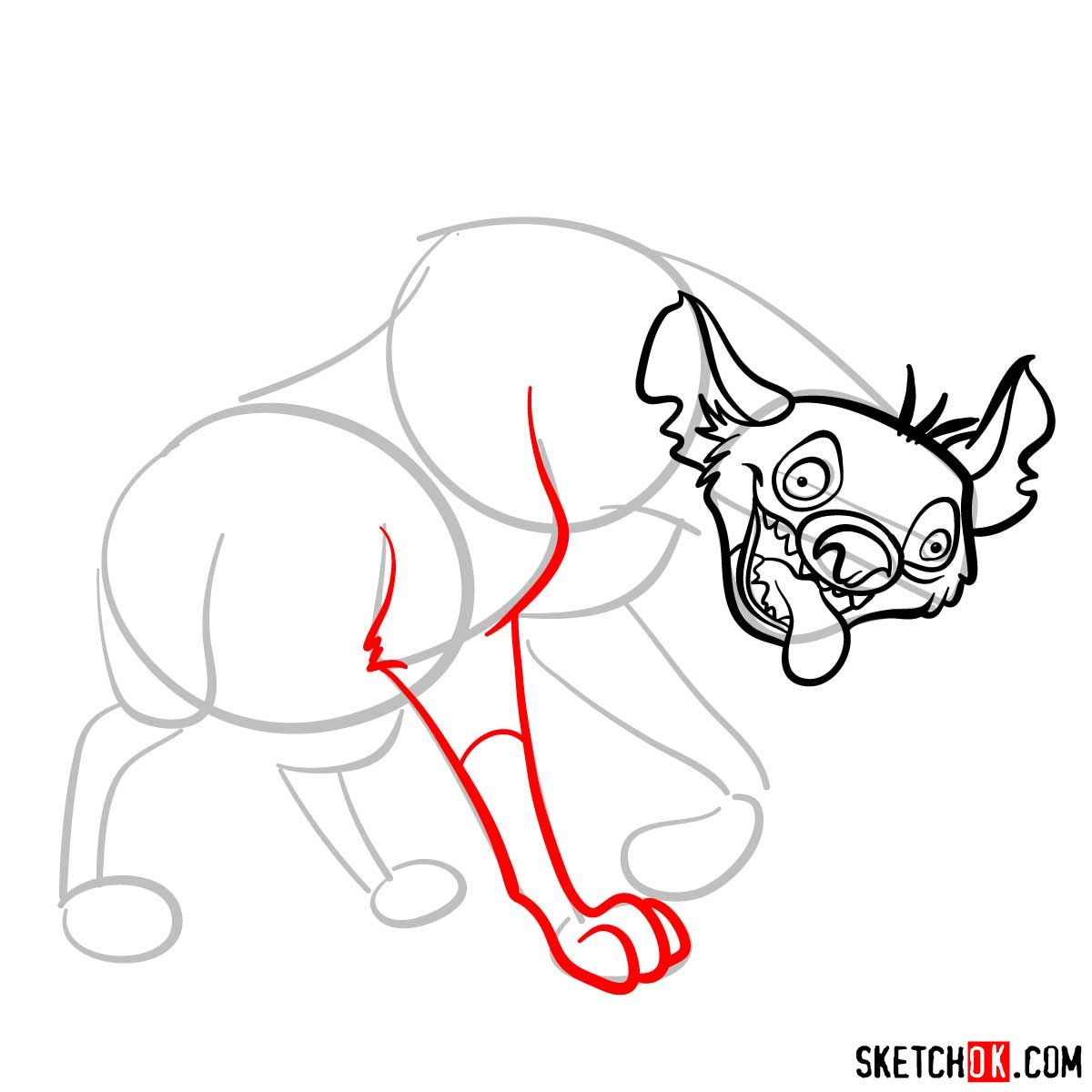 How to draw hyena Ed | Lion King - step 07
