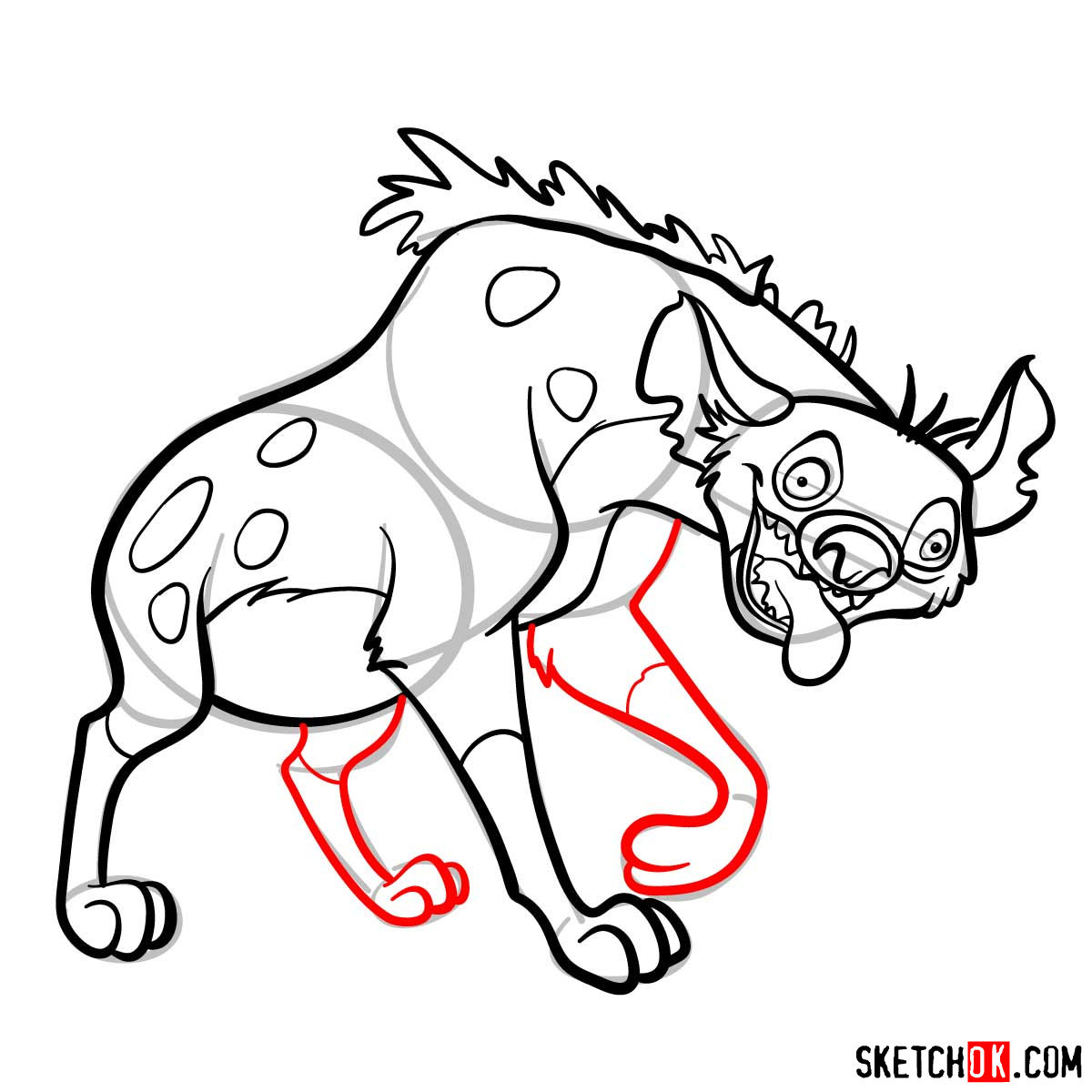 How to draw hyena Ed | Lion King - step 11