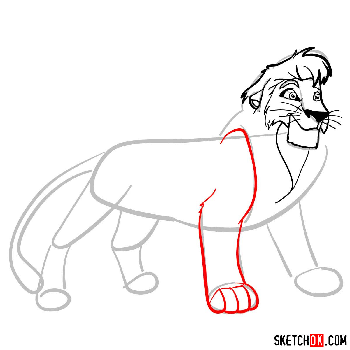 How to draw Kovu | Lion King - step 07