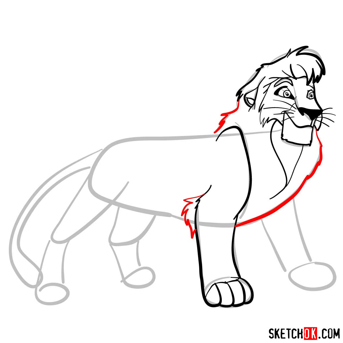 How to draw Kovu | Lion King - step 08