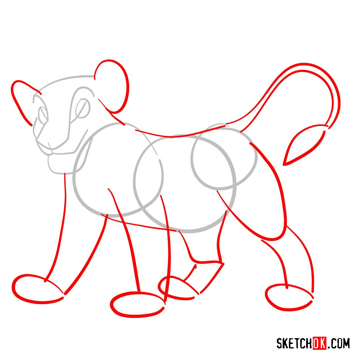 How to draw Kopa lion cub | Lion King - step 02