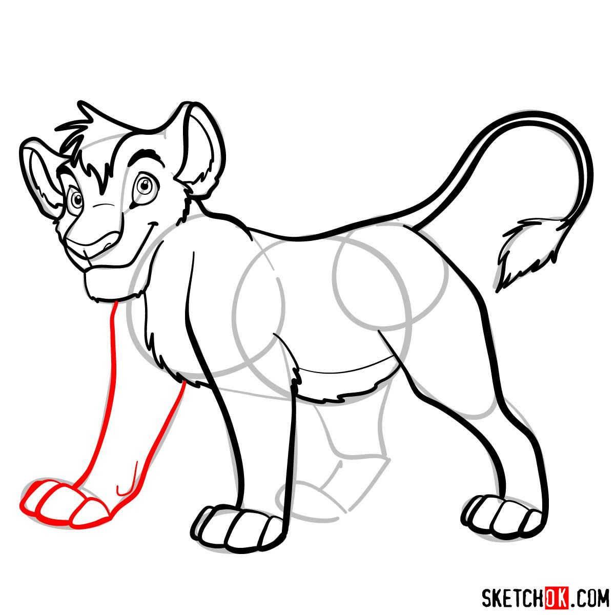 How to draw Kopa lion cub | Lion King - step 09