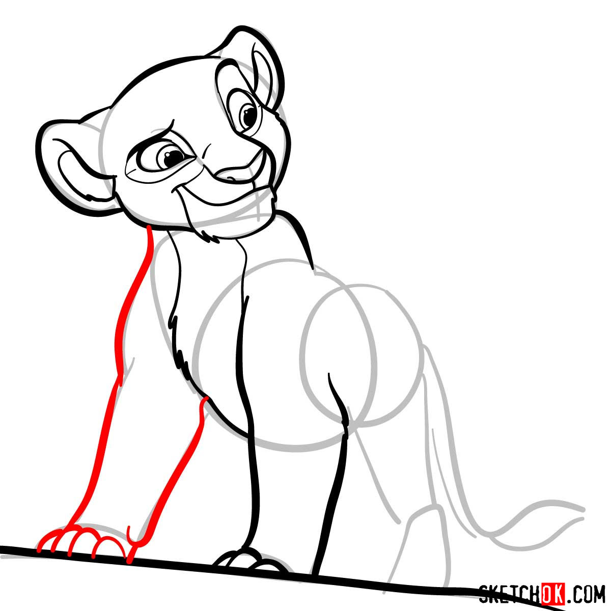 How to draw Kiara | Lion King - step 07