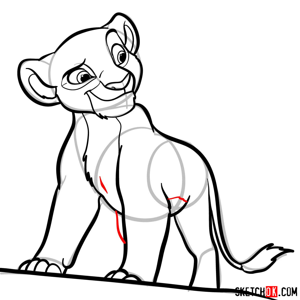 How to draw Kiara | Lion King - step 09