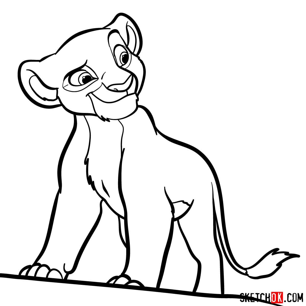 How to draw Kiara | The Lion King - Sketchok easy drawing guides