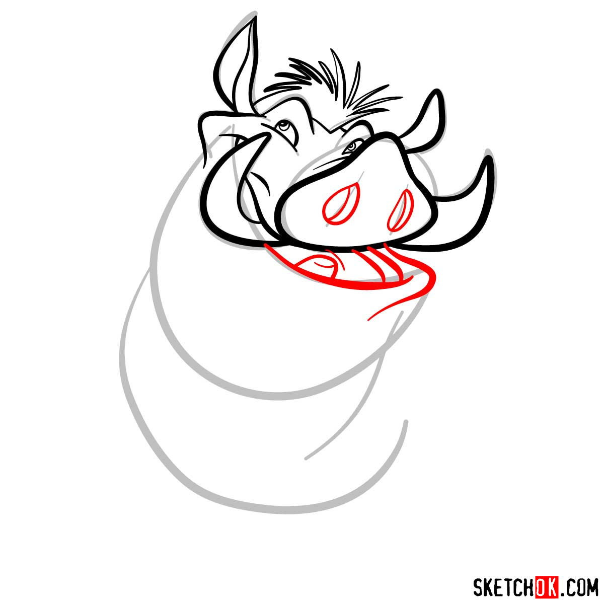 How to draw Pumba | Lion King - step 06