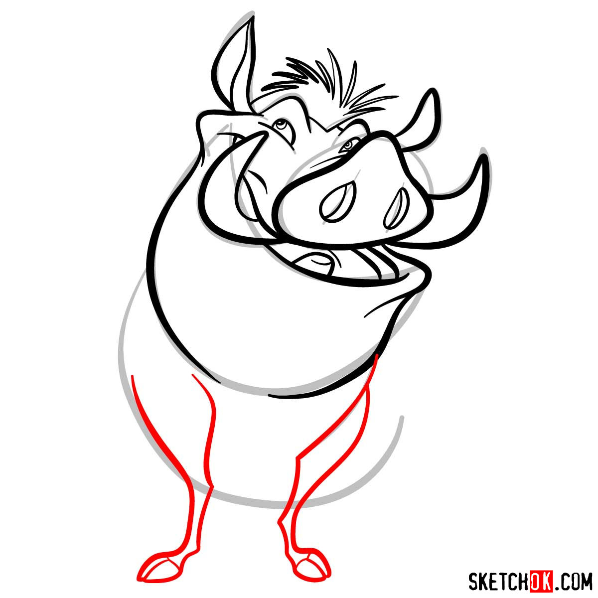 How to draw Pumba | Lion King - step 08