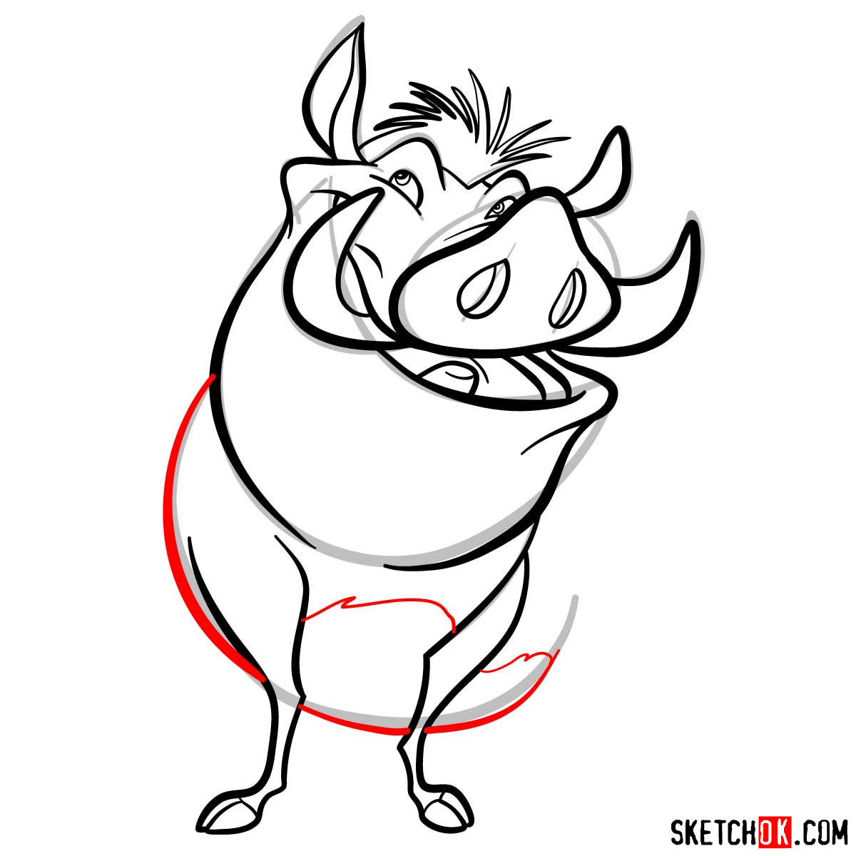 How to draw Pumba | Lion King - step 09