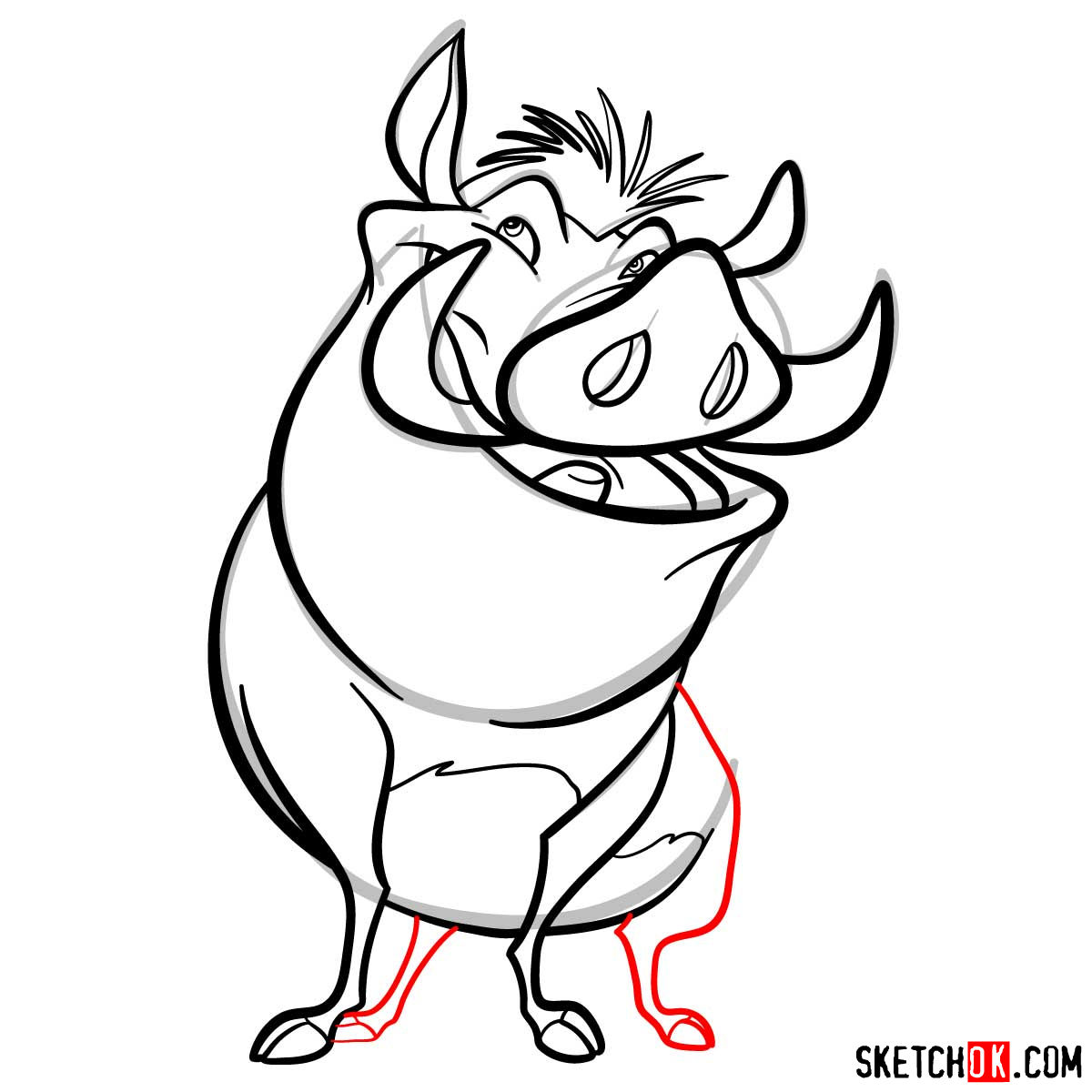 How to draw Pumba | Lion King - step 10