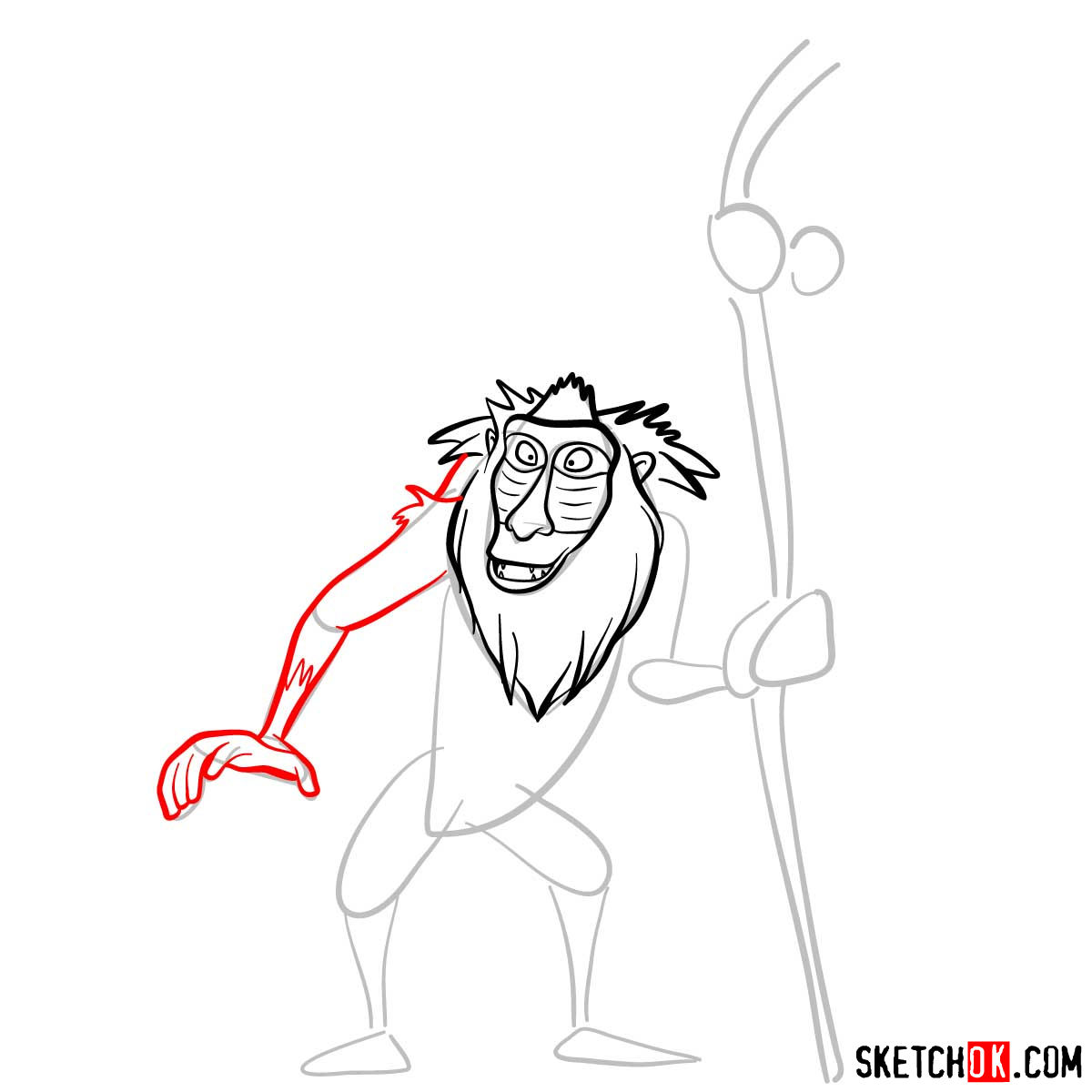 How to draw Rafiki | Lion King - step 06