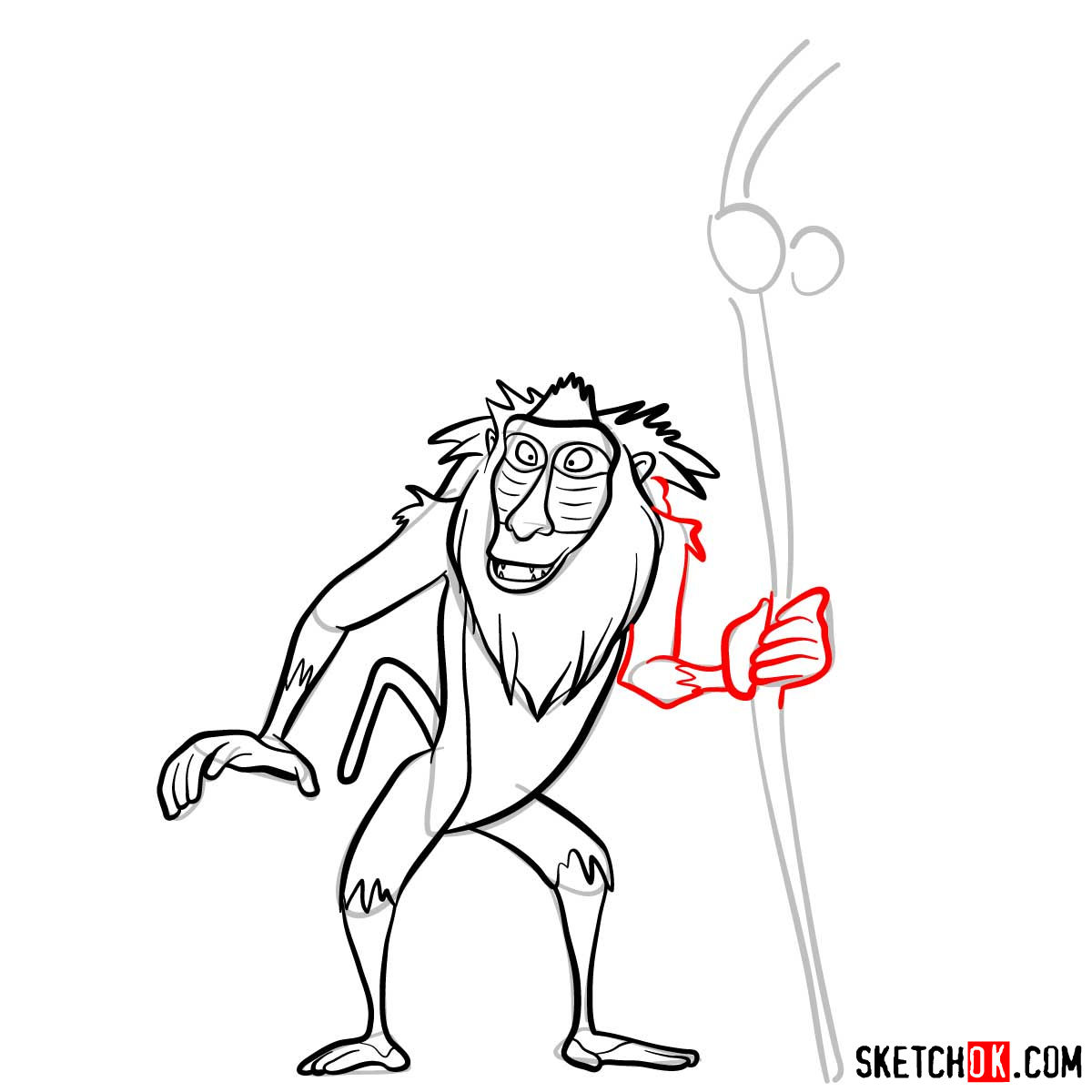 How to draw Rafiki | Lion King - step 09