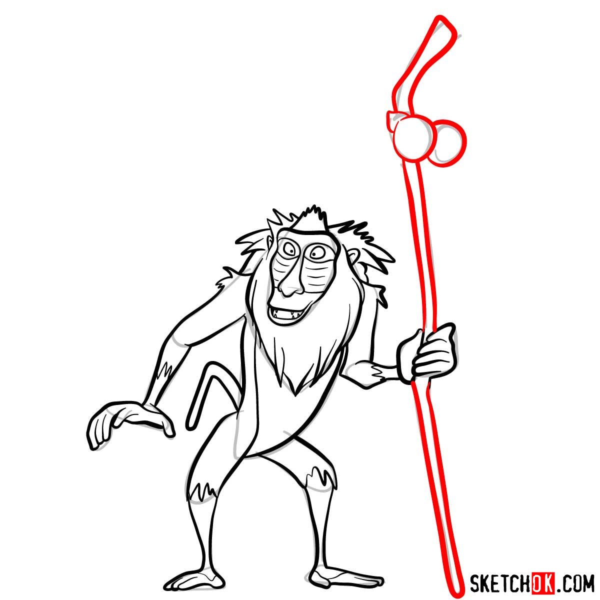 How to draw Rafiki | Lion King - step 10