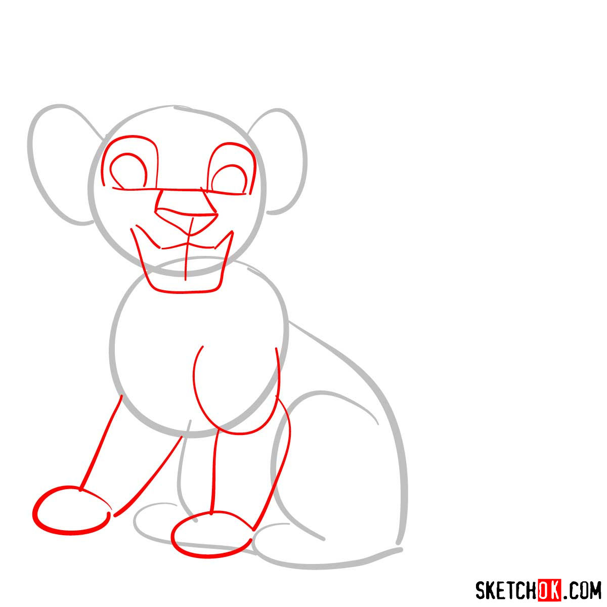 How to draw little Simba| Lion King - step 02