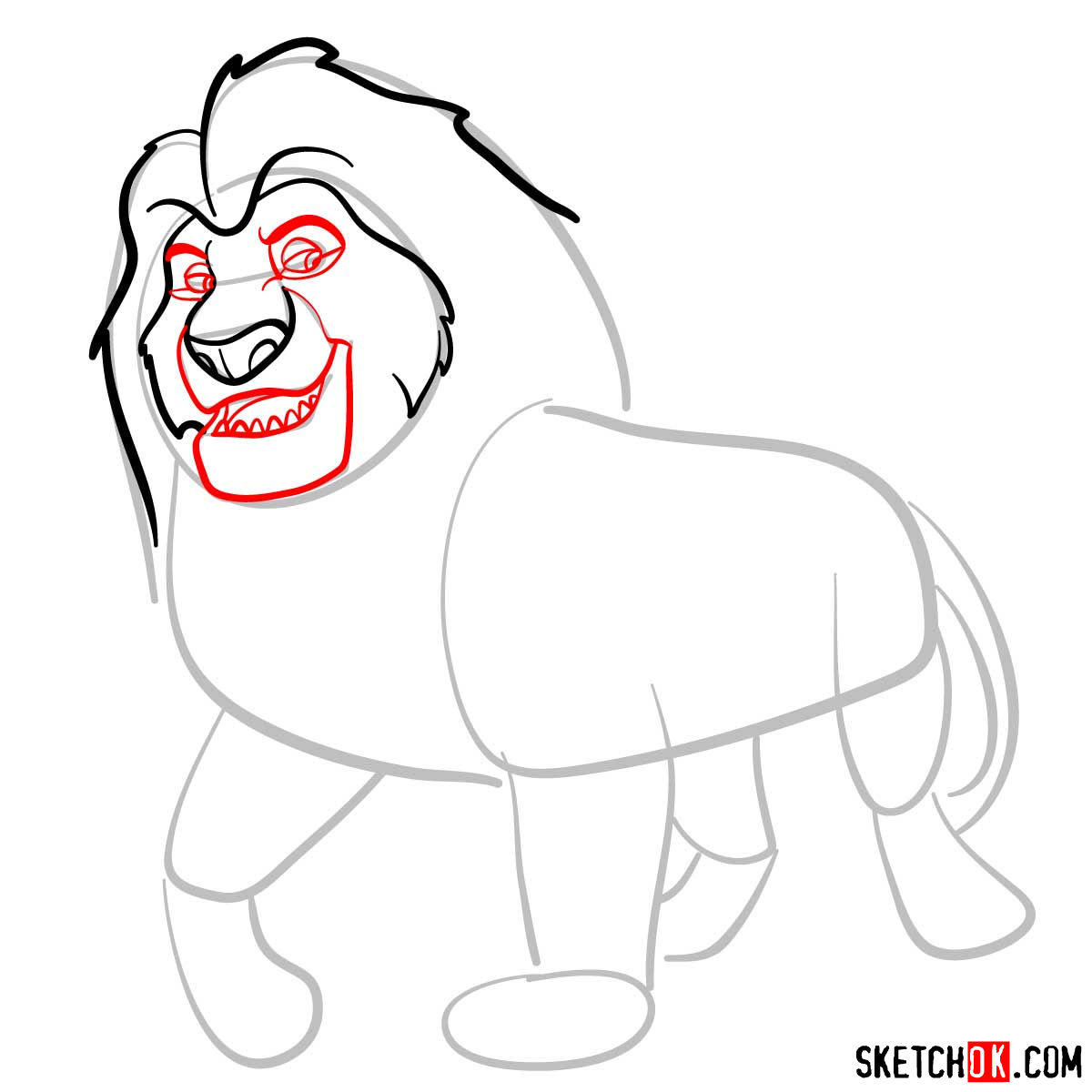 How to draw Mufasa | Lion King - step 05