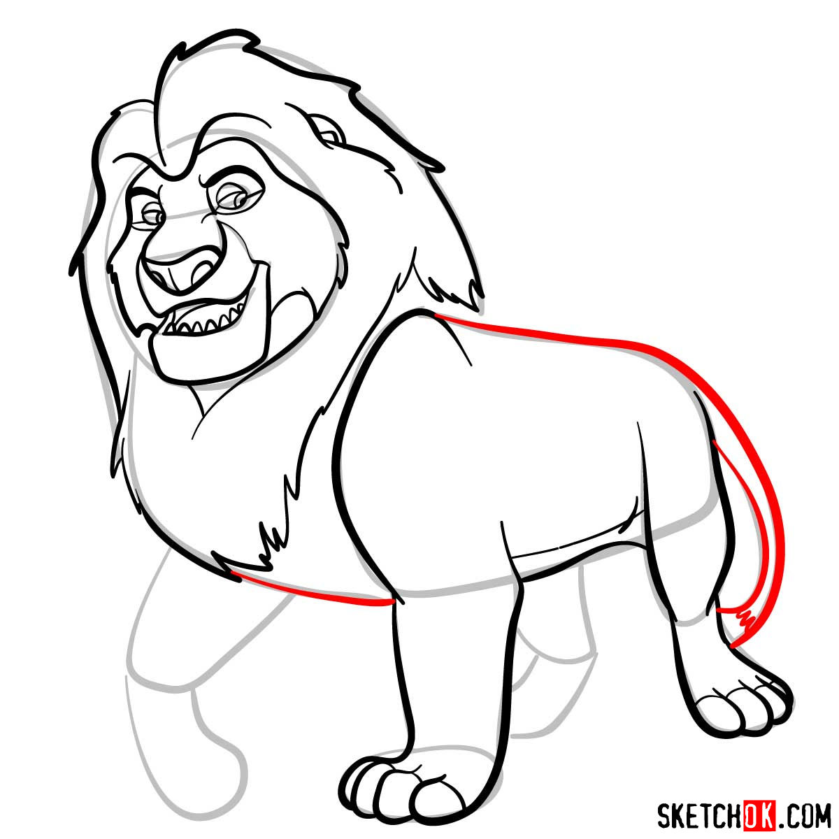 how to draw lion king step by step