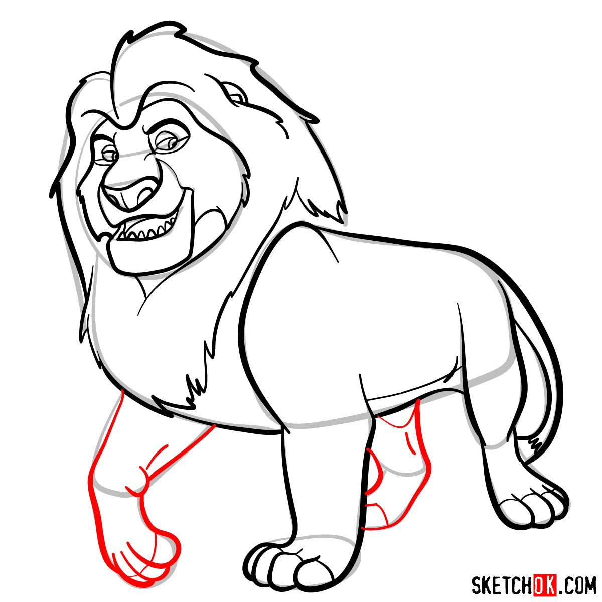 How to draw Mufasa The Lion King Sketchok easy drawing guides