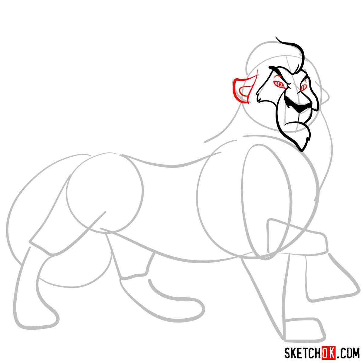 How to draw Scar The Lion King Sketchok easy drawing guides