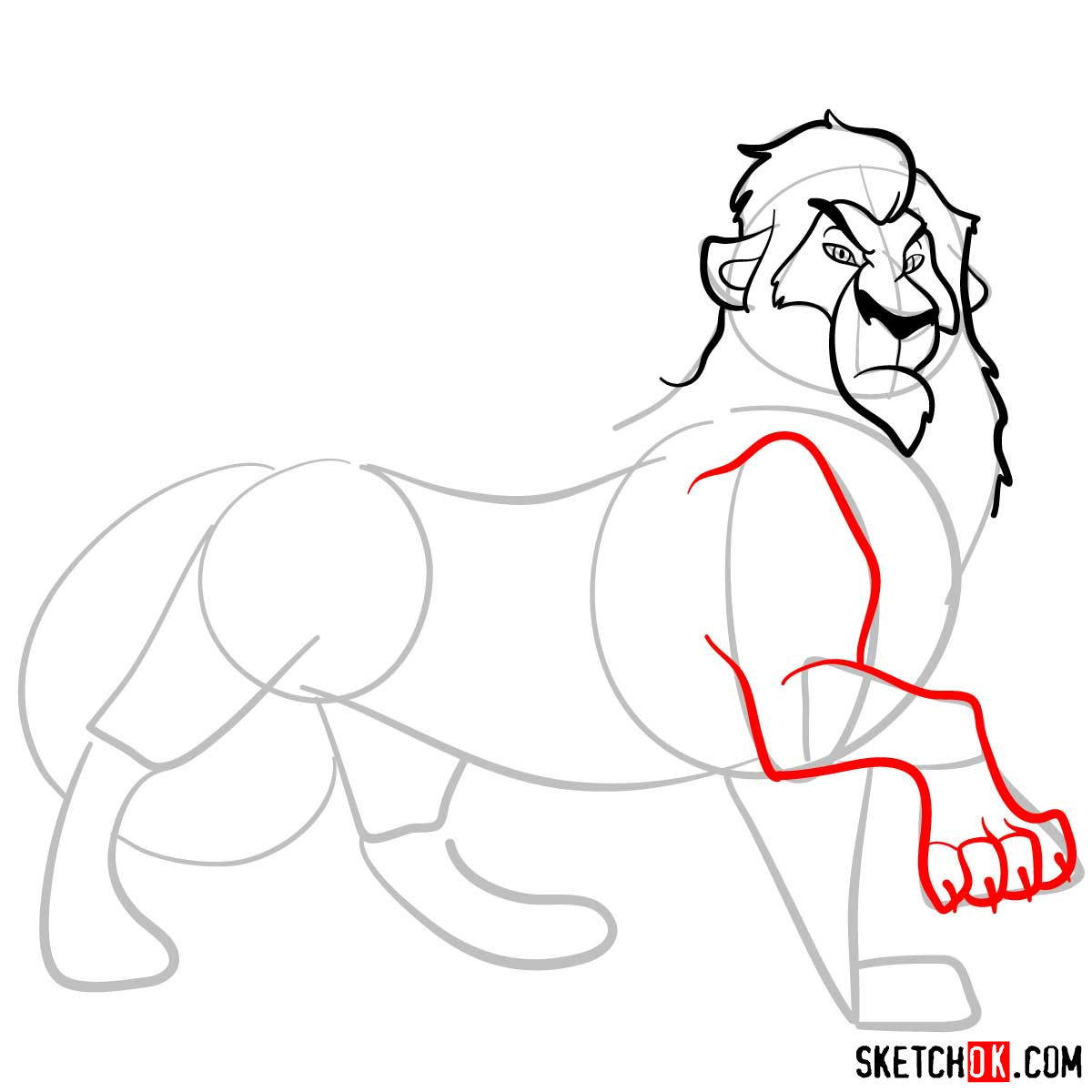 How to draw Scar | Lion King - step 07
