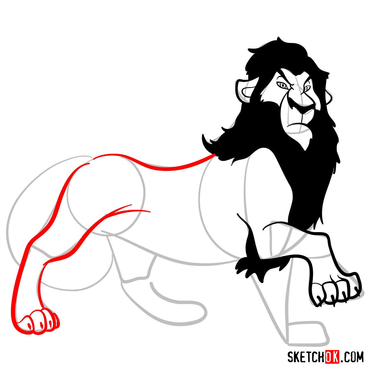 How to draw Scar | Lion King - step 09
