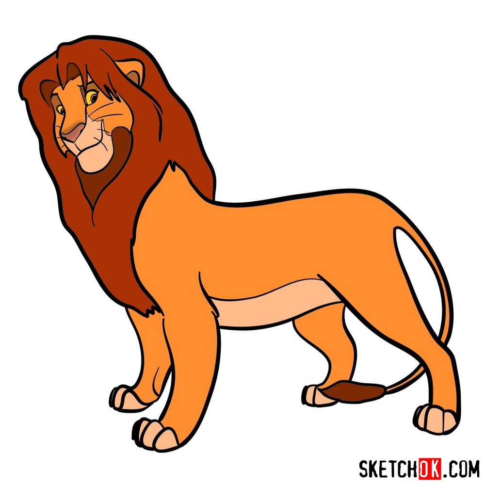 How to draw adult Simba | The Lion King