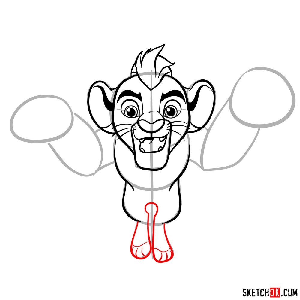 How to draw Kion in a jump - step 12