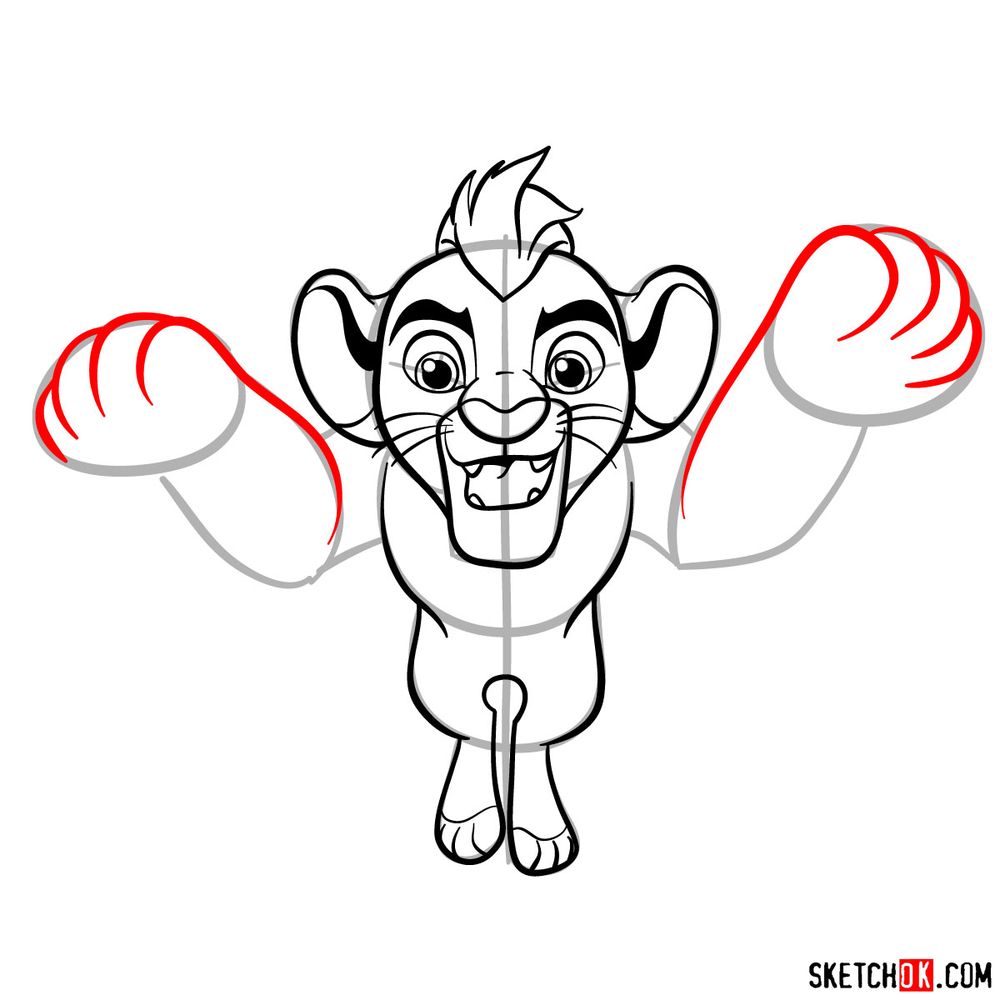 How to draw Kion in a jump - step 13