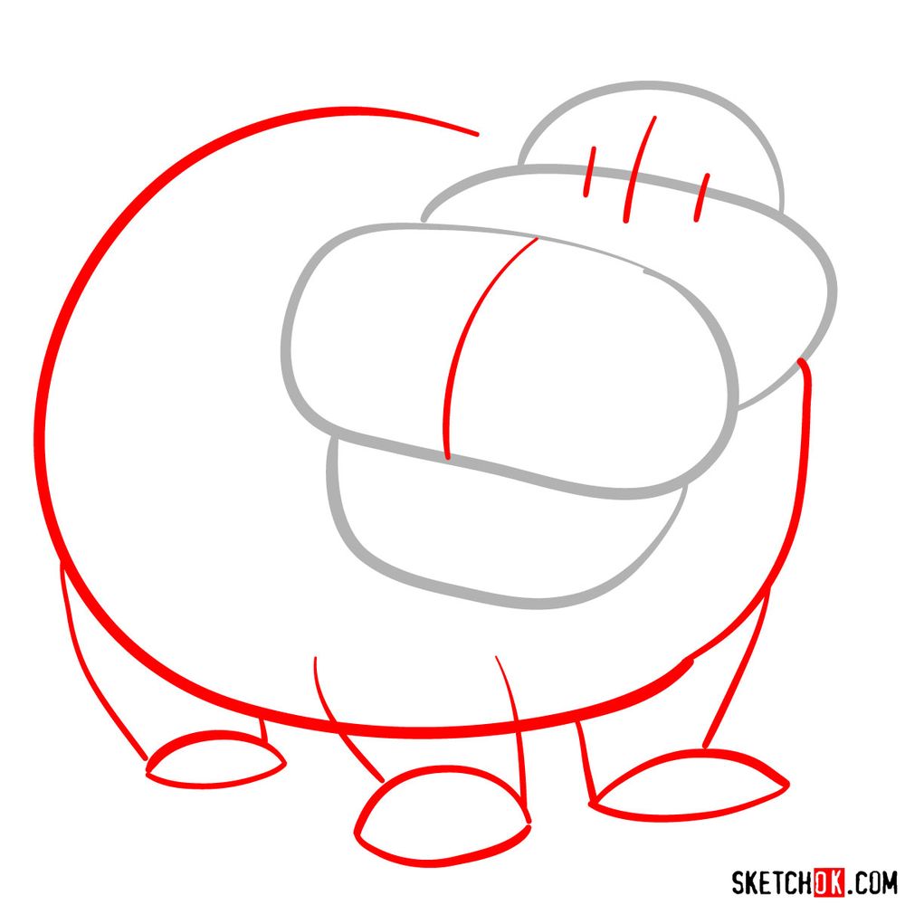 How to draw Beshte (a hippopotamus) - step 02