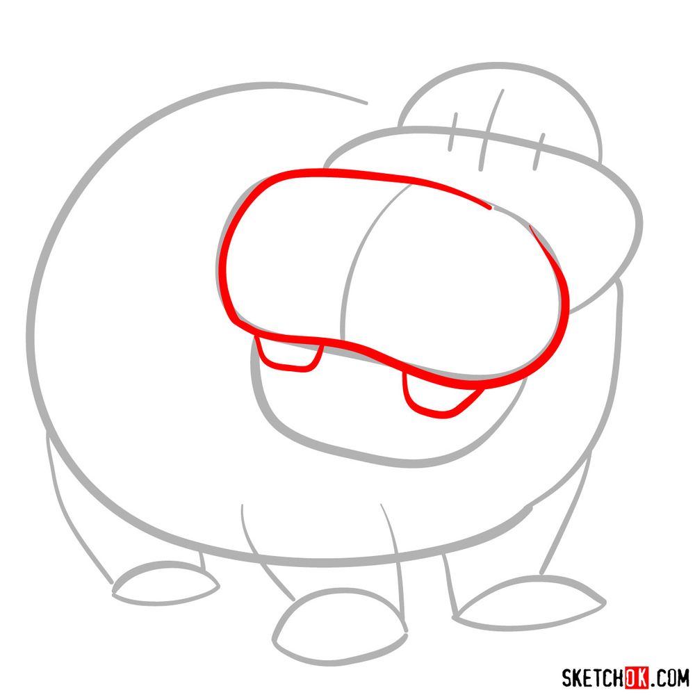 How to draw Beshte (a hippopotamus) - step 03