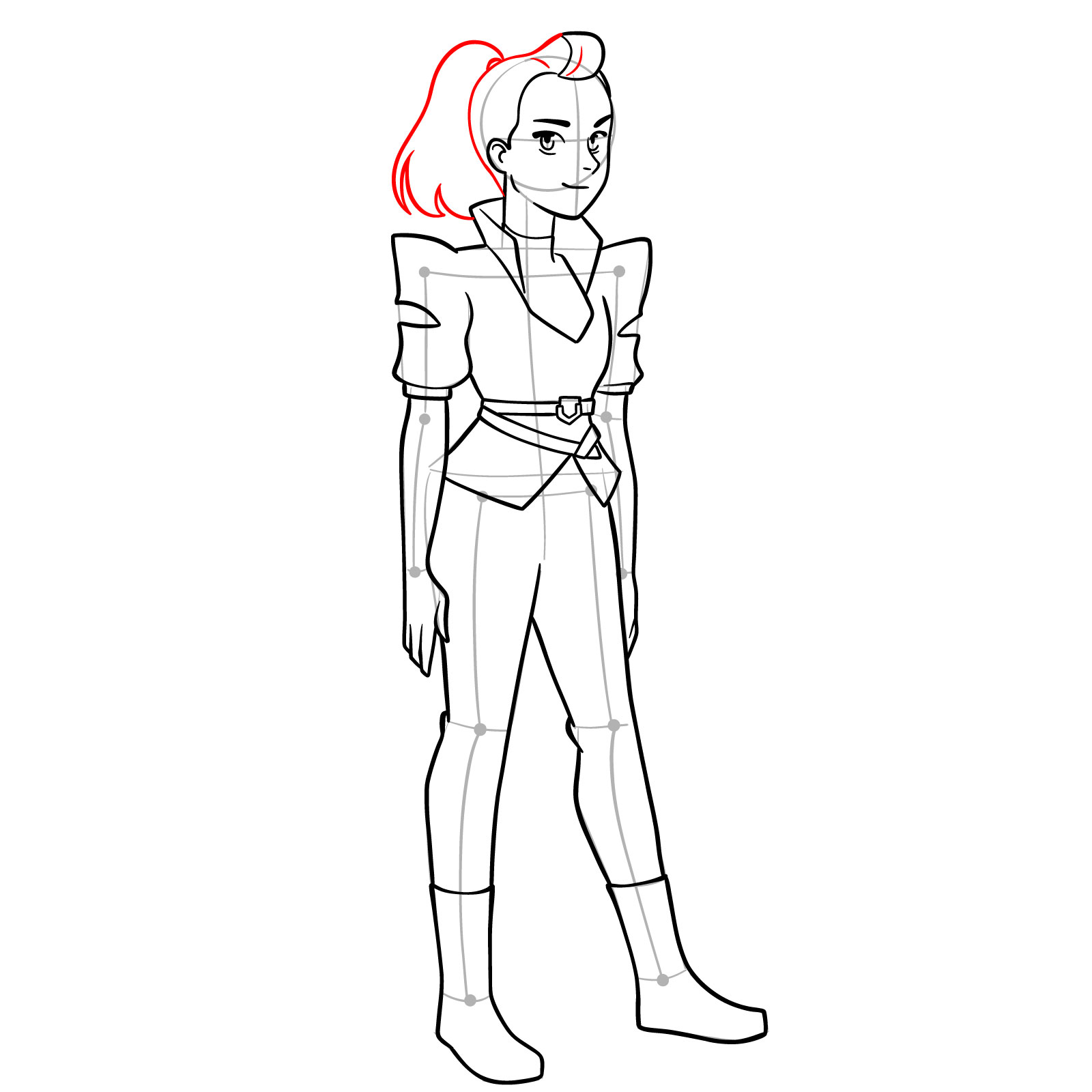 How to draw Adora in her Horde uniform - She-Ra and the Princesses of Power - step 15