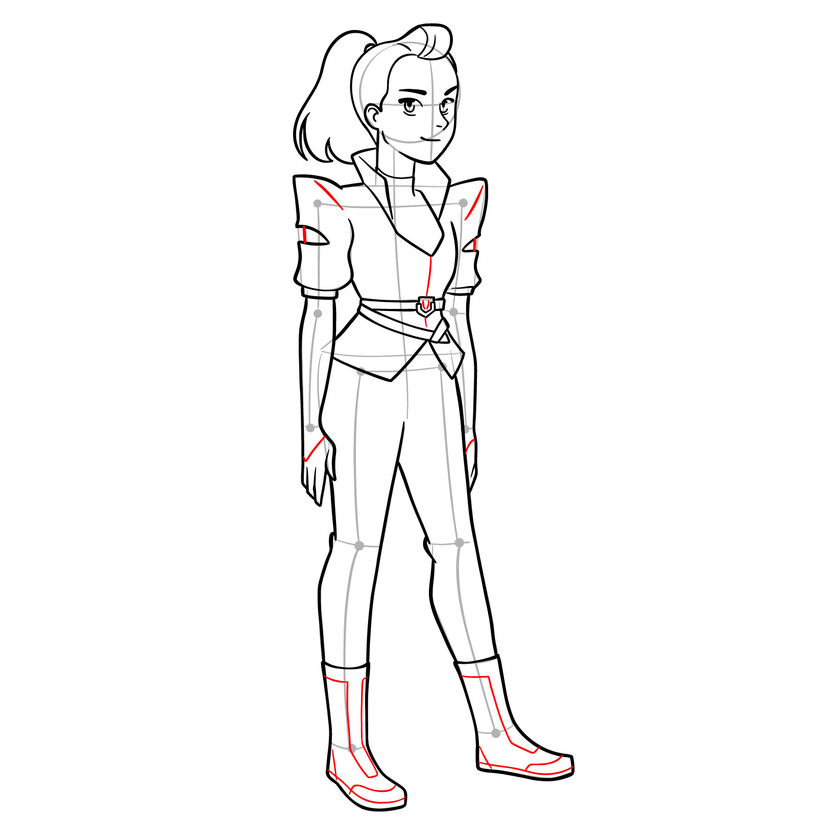 How to draw Adora in her Horde uniform - She-Ra and the Princesses of Power - step 16
