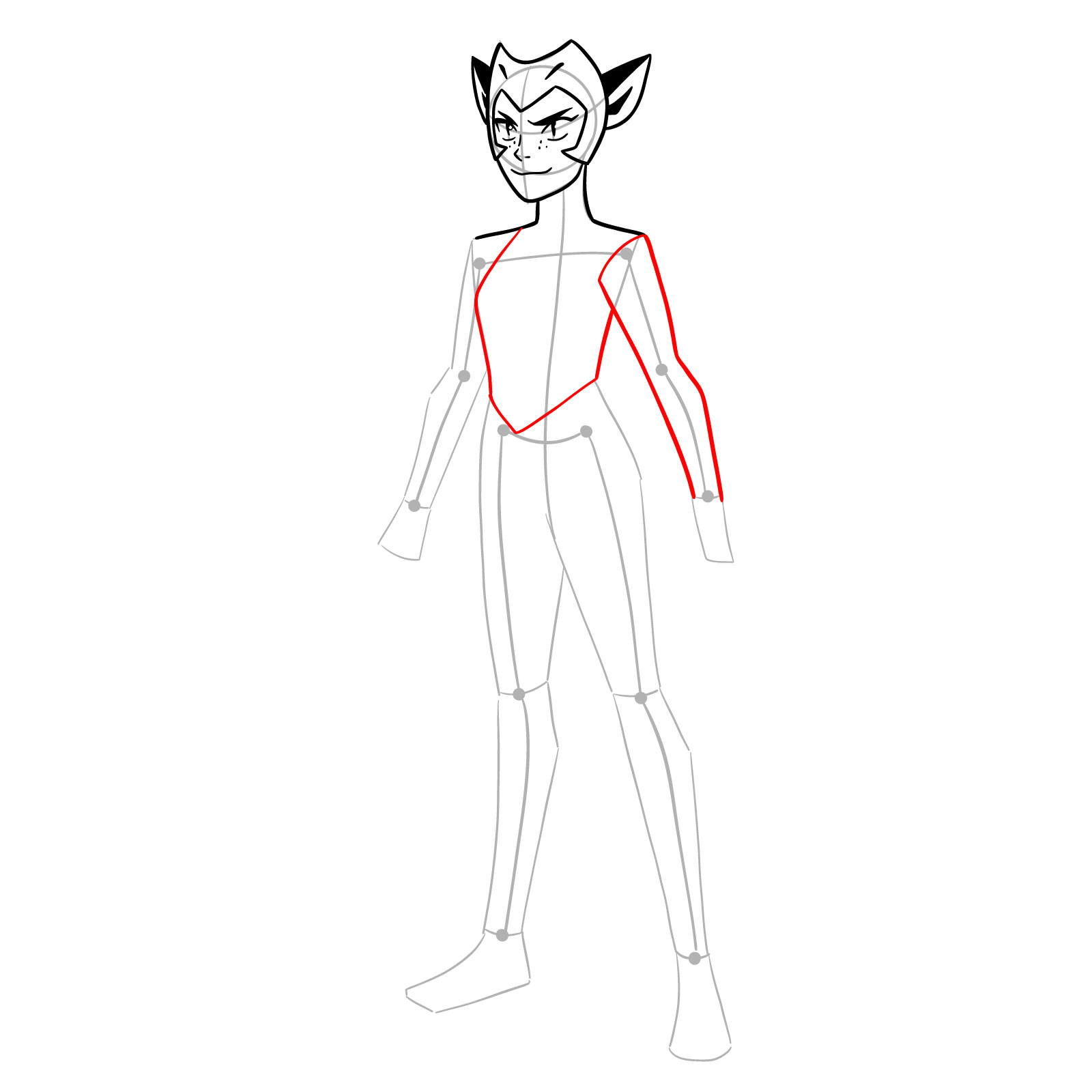 How to draw Catra from She-Ra and the Princesses of Power - step 09