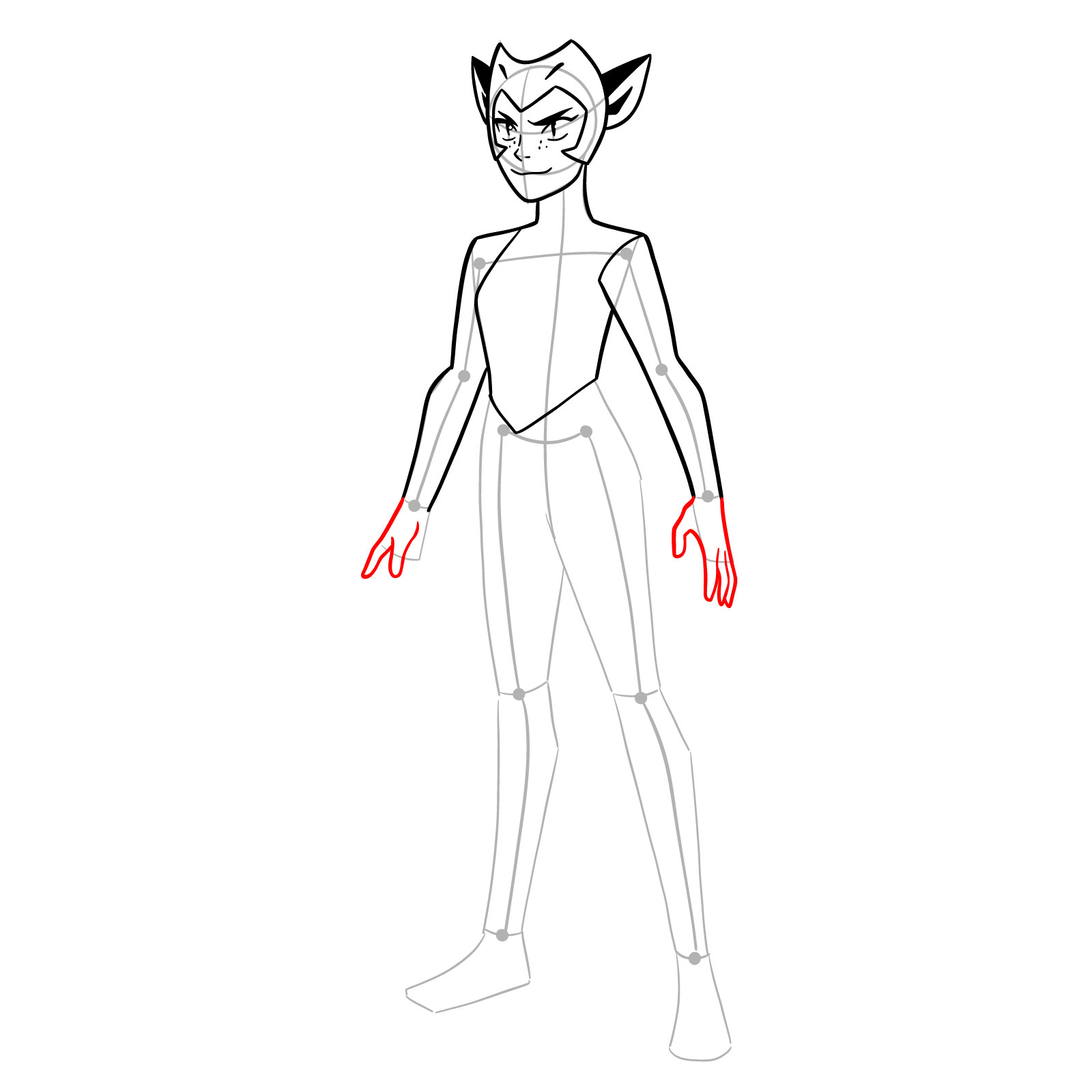 How to draw Catra from She-Ra and the Princesses of Power - step 11