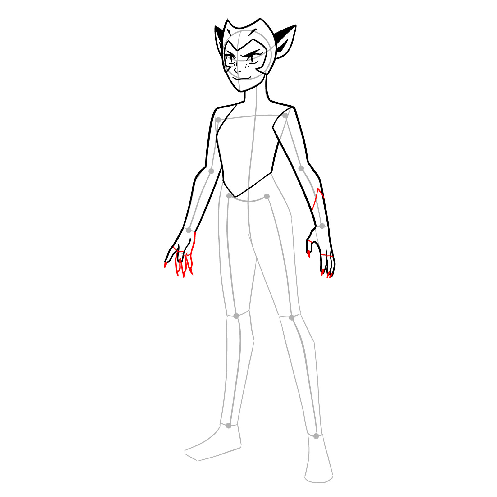 How to draw Catra from She-Ra and the Princesses of Power - step 12
