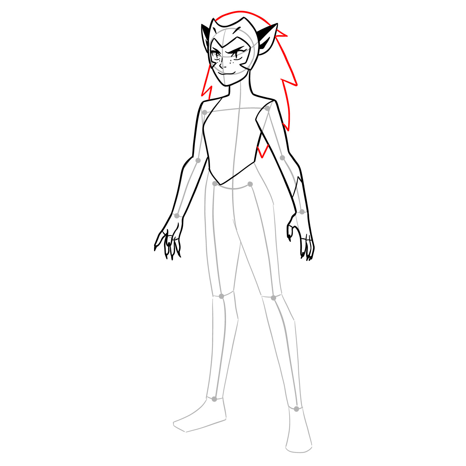How to draw Catra from She-Ra and the Princesses of Power - step 13