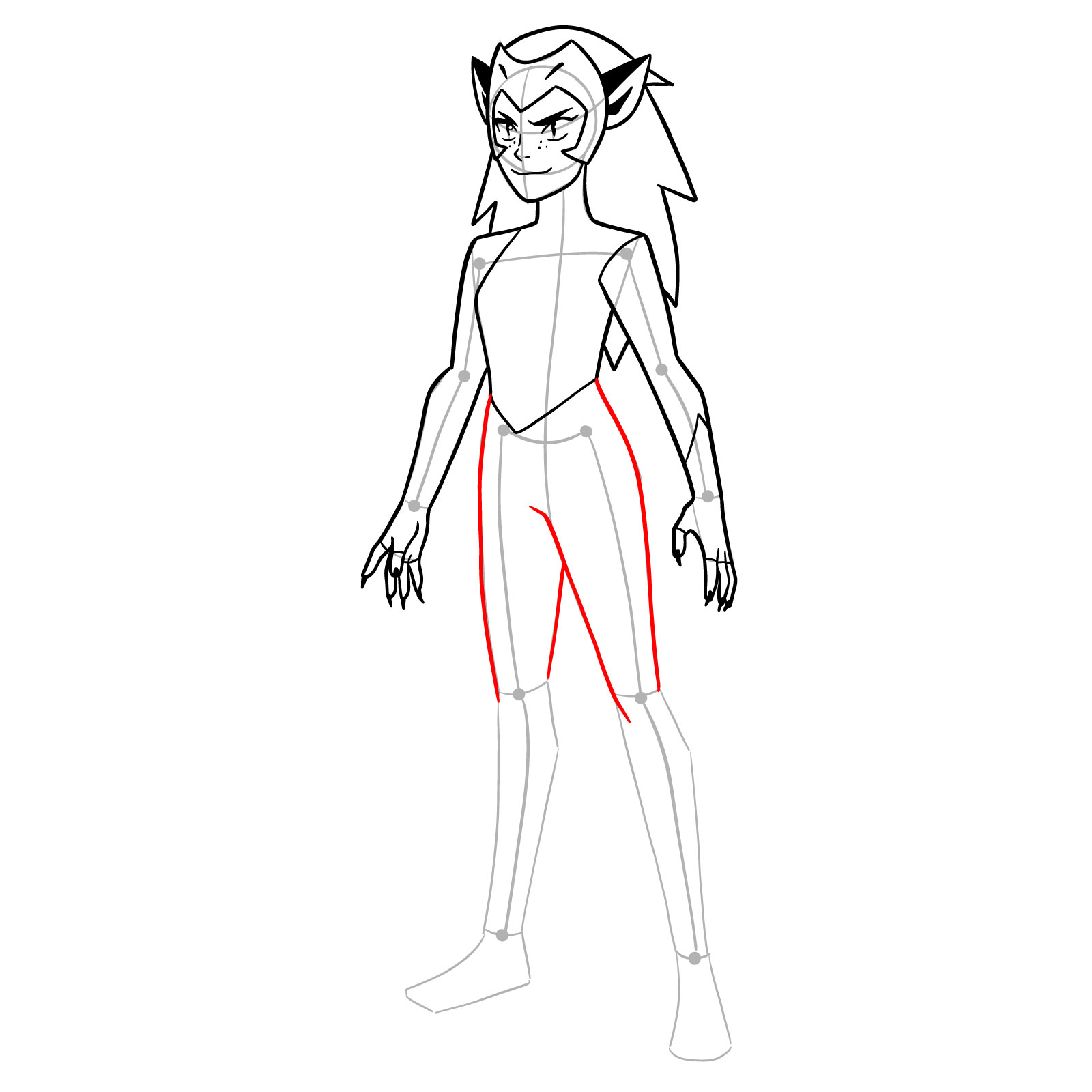 How to draw Catra from She-Ra and the Princesses of Power - step 14
