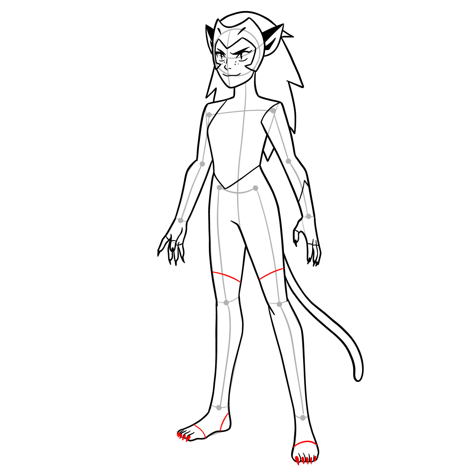 How to draw Catra from She-Ra and the Princesses of Power - step 17