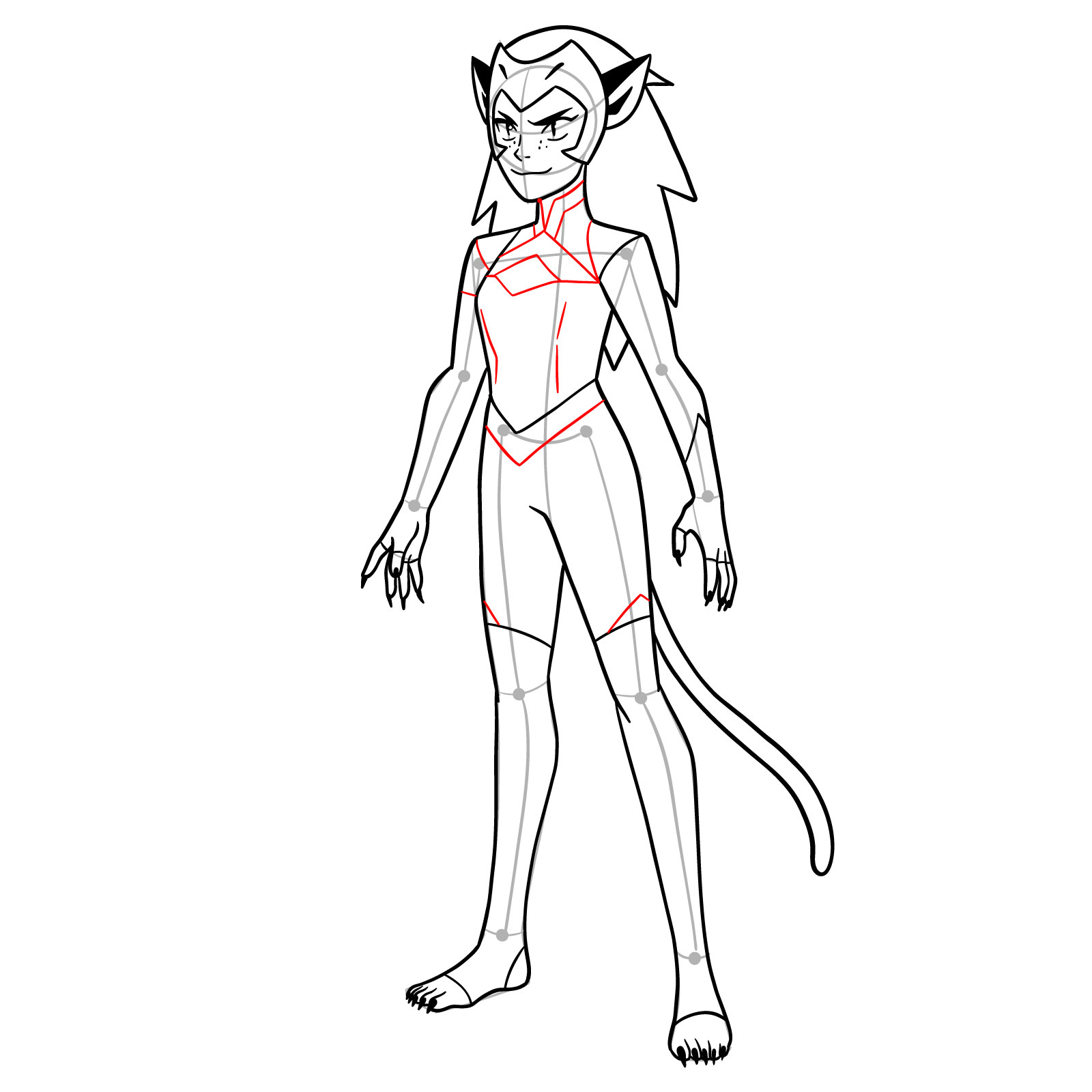 How to draw Catra from She-Ra and the Princesses of Power - step 18
