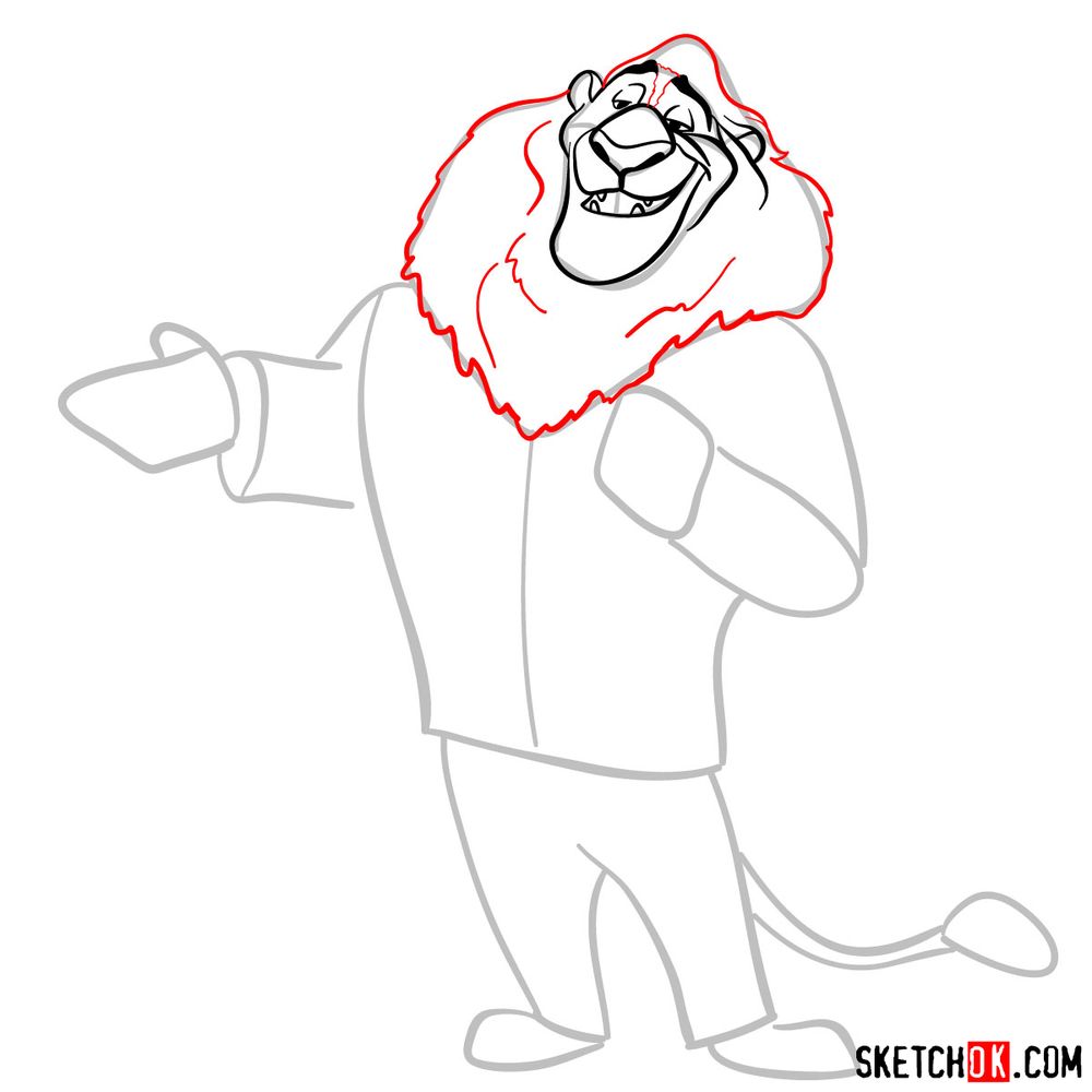How to draw Mayor Lionheart - step 06