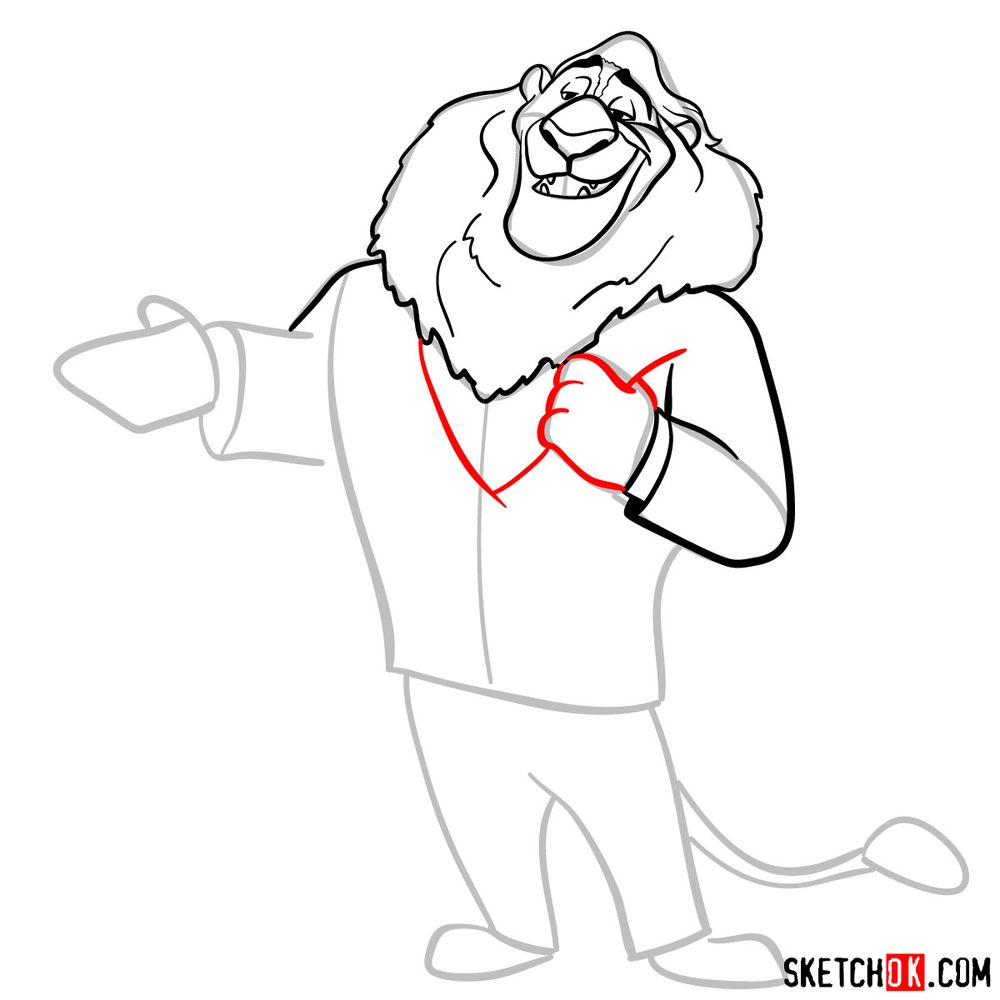 How to draw Mayor Lionheart - step 08