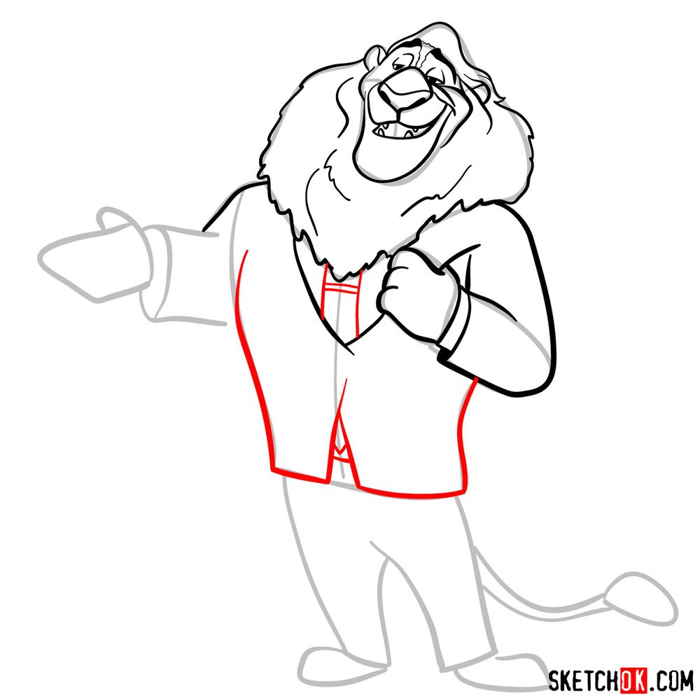 How to draw Mayor Lionheart - step 09