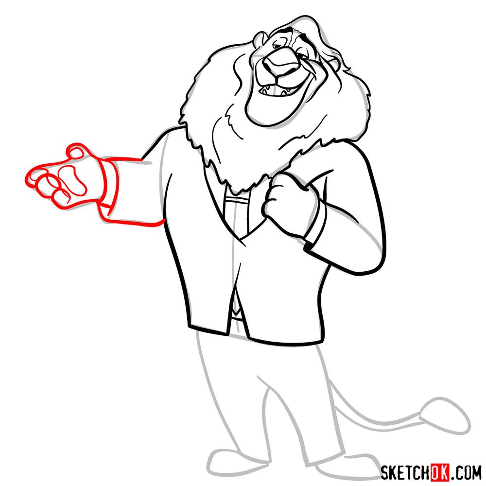 How to draw Mayor Lionheart - step 10