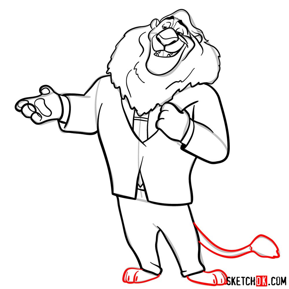 How to draw Mayor Lionheart - step 12