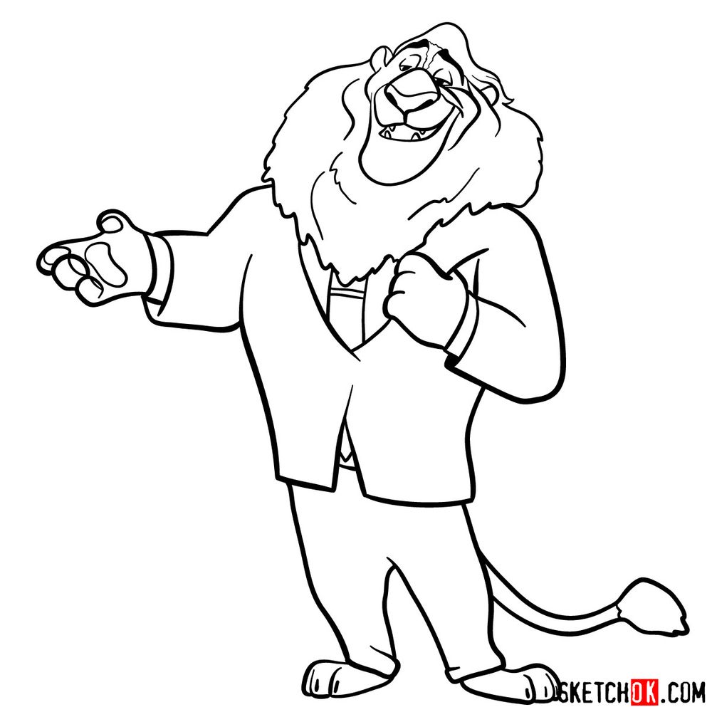 How to draw Mayor Lionheart - step 13