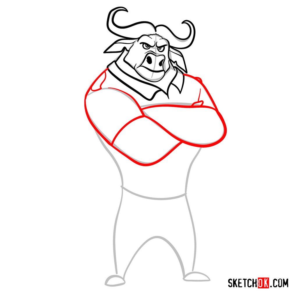 How to draw Chief Bogo from Zootopia - step 07
