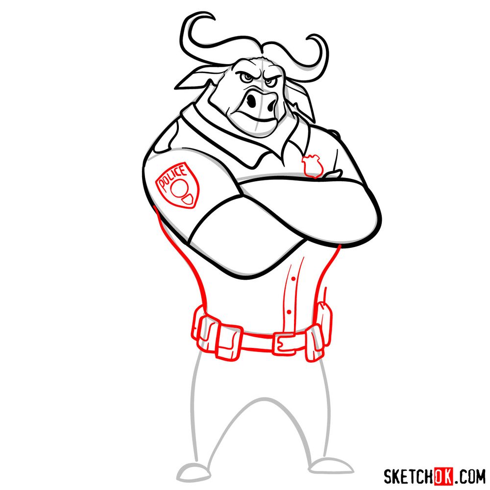 How to draw Chief Bogo from Zootopia - step 08